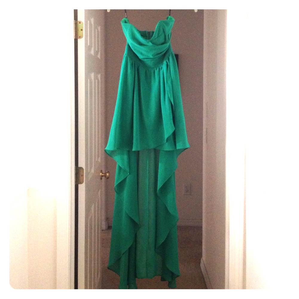 TFNC Hi-low dress from Asos in Emerald Green